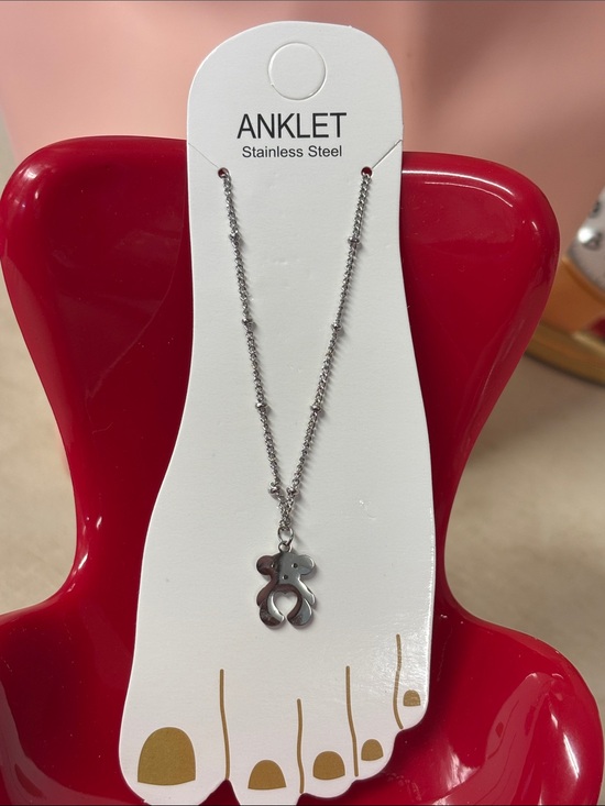 Jewelry - Stainless Steel Silver Teddy bear Anklet 🆕